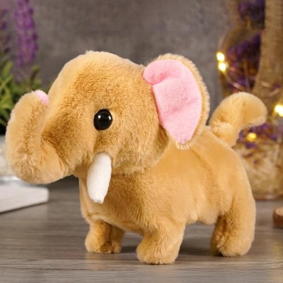 Kids Electric Plush Animal Toy Walking Tail Wagging Interactive Elephant Sheep Cow Panda Plushie Toy Toddlers Educational Simulation Animal Toy