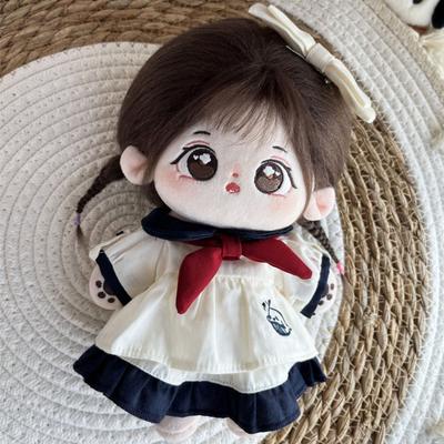 Set 1 Bow Hair Band 20Cm Cotton Doll Clothes Whale Pattern School Uniform Cotton Doll'S Dress Mini Outfit Plush Doll Clothes