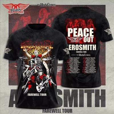 Aerosmith Tour 2024 2025 T Shirt, Aerosmith Peace Out Farewell Tour 3D Shirt