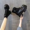 Thick-soled hollow Martin boots autumn new hollow breathable mesh boots punching hole Martin boots heightening women's boots