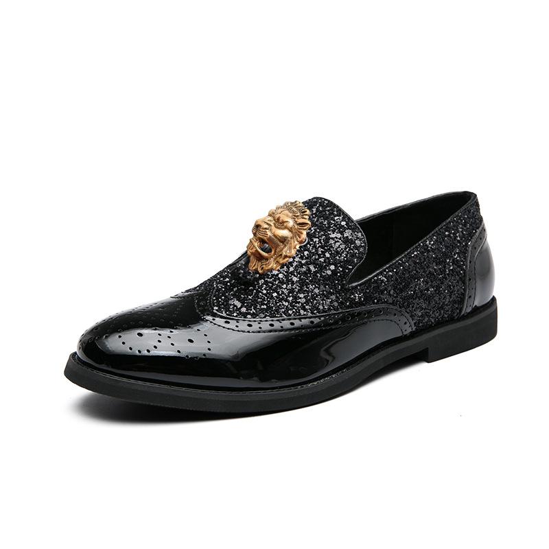 Fashion Gold Casual shoes Fashion shoes Bright small leather shoes Plus size dress shoes Sequin dress shoes A1