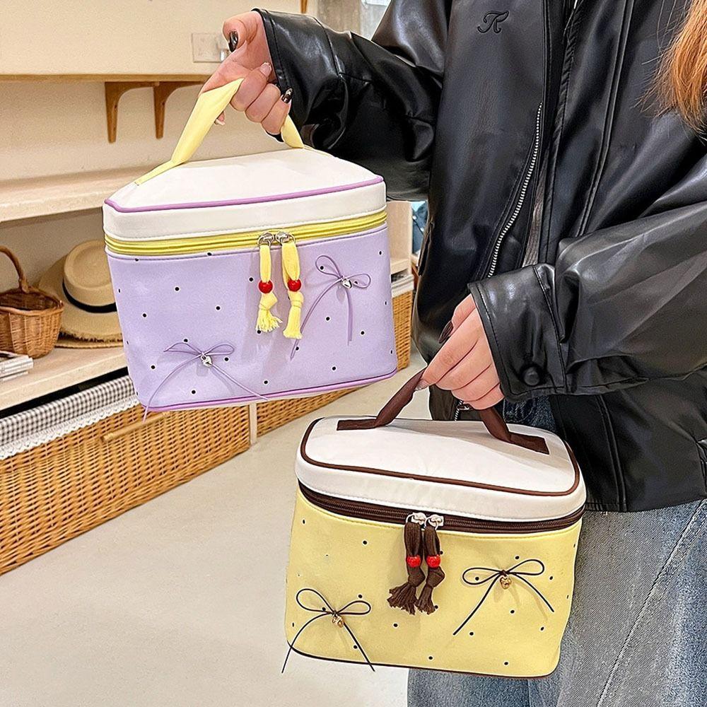 Neue Schleife Polka Dots Make-up-Aufbewahrungstasche Wasserdichte Multifunktionale Reise-Aufbewahrungstasche Handgehaltene Kosmetiktaschen