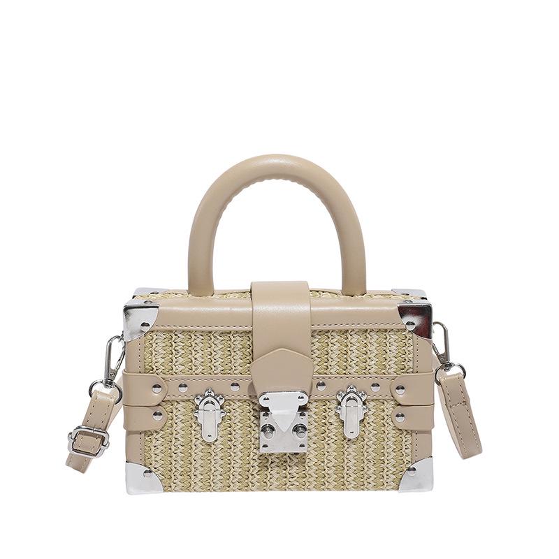 2025 Fashion Rivet Woven Straw Handbag - Versatile Trendy Shoulder & Crossbody Beach Bag