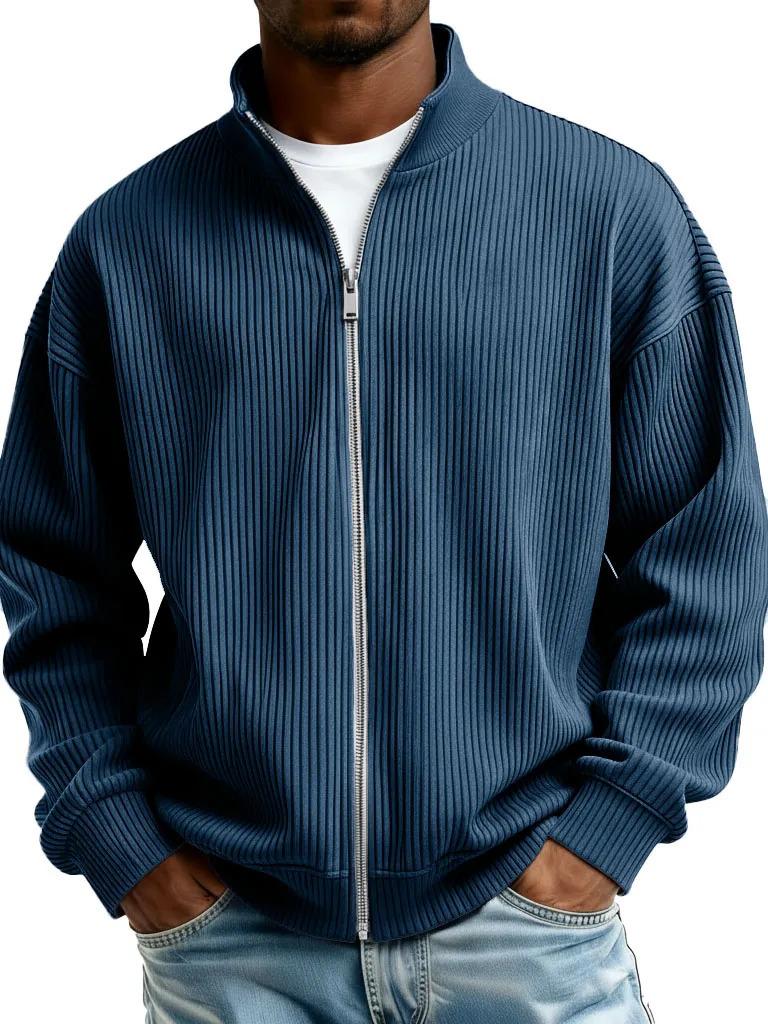 Felpa con cappuccio da uomo con zip intera Giacca Mezza zip Collo alto Maglione a maglia grossa Casual Caldo Capo esterno Autunno Inverno