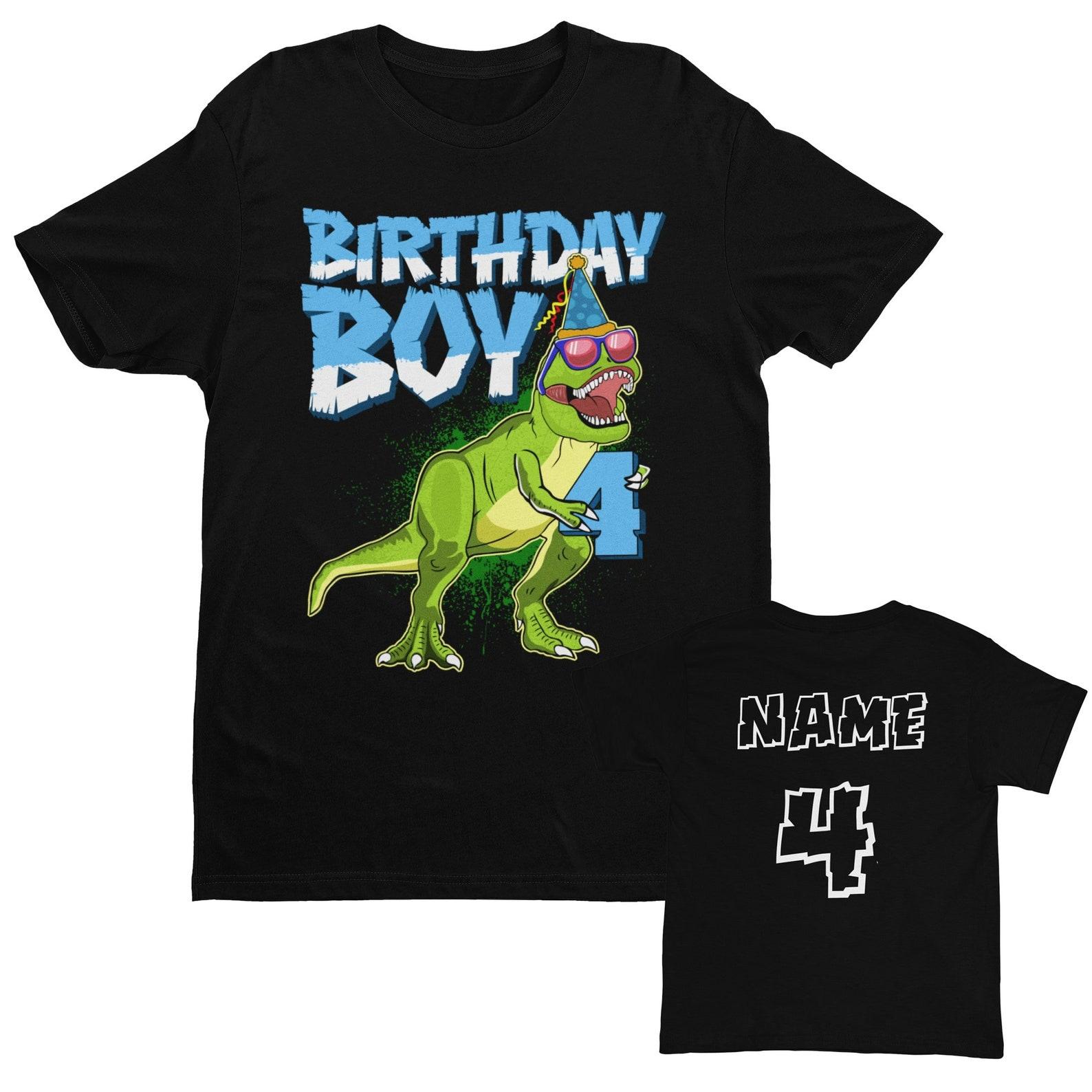 Personalized 4th Birthday Dinosaur T-Shirt: Boys Name & Age Tee 3XL
