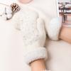 Personalized Cute Girl's Heart Lamb Velvet Beaded Gloves All Inclusive Winter Gloves Thickened Warm Couple Gloves