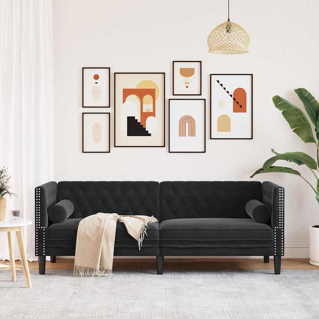 Sofa Black 194 x 74.5 x 70.5 cm Velvet