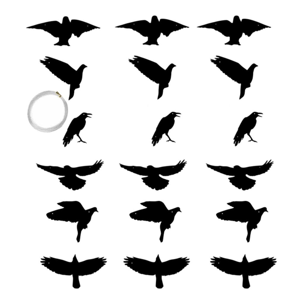 18 Pieces Hanging Crow Halloween Decorations Bird Raven Ornament Sculpture