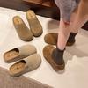 Retro Baotou women's spring new leather thick-soled non-slip one-pedal lazy half slippers outer wear
