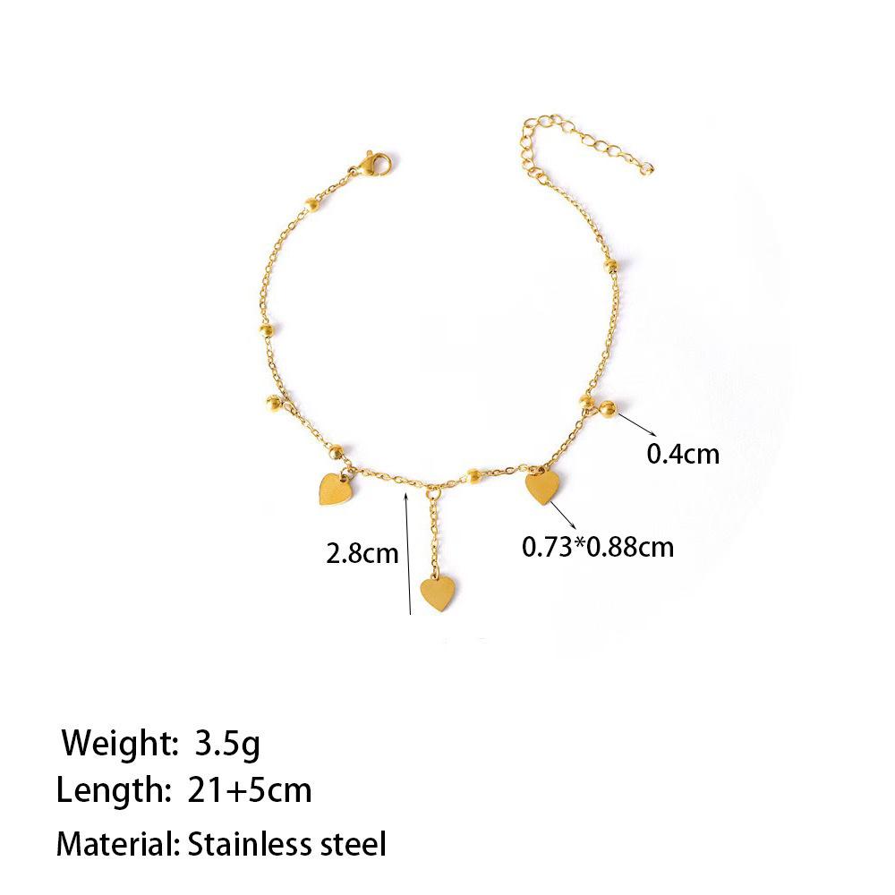 2024 Women's High-End Gold Tassel Ankle Bracelet - Sexy Titanium Steel Chain with Non-Fading Beads