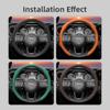 Suitable for Jeep Perforated Leather Steering Wheel Cover, Non-Slip, Sweat-Absorbent, Breathable, Integrated Snap-On Protective Case for Wrangler 