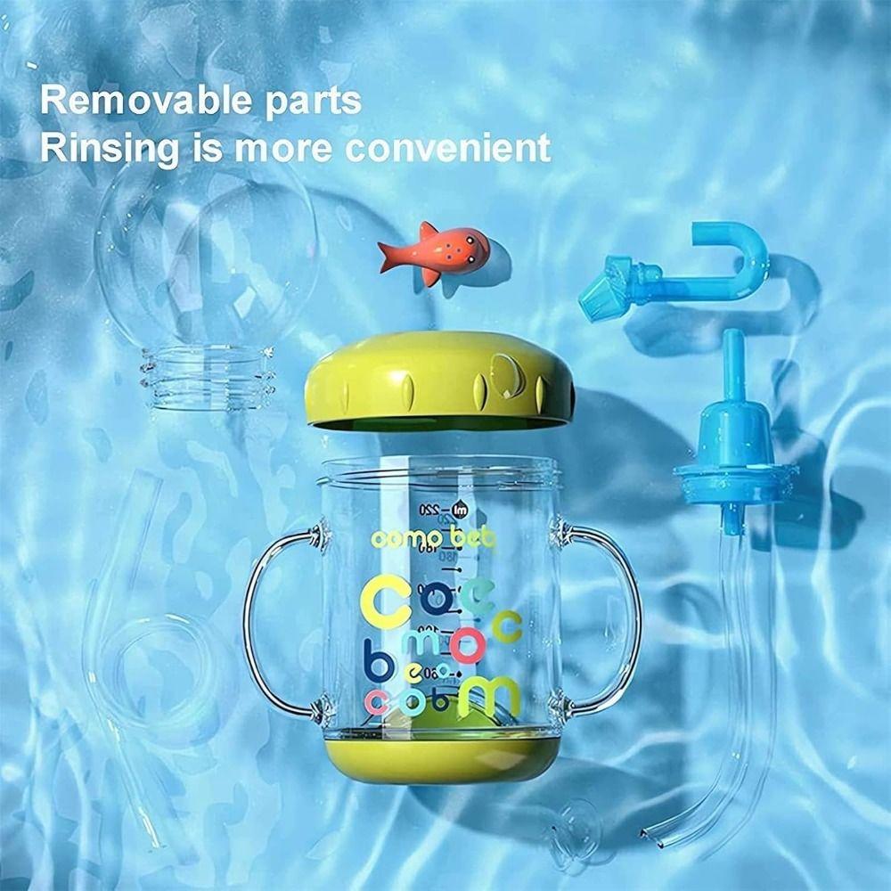 Creative Gift Double Drinking Lid Whale Fountain Tumbler Widened Handle Leak Proof Whale Cup 350ml 220ml Whale Spray Sippy Cup
