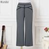 ZANZEA Women Casual Elastic Waist Loose Long Pants