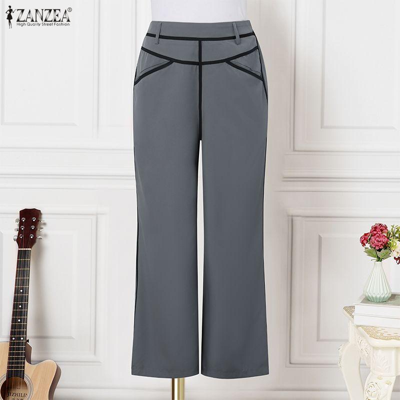 ZANZEA Women Casual Elastic Waist Loose Long Pants