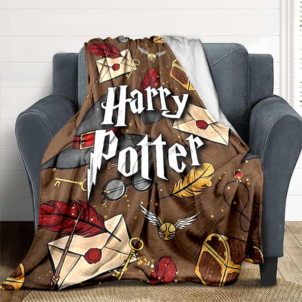 1pc Harry Potter Flannel Throw Blanket - HD Printed Lightweight Soft Warm All-Season Blanket for Sofa, Bed, Travel, Camping 043
