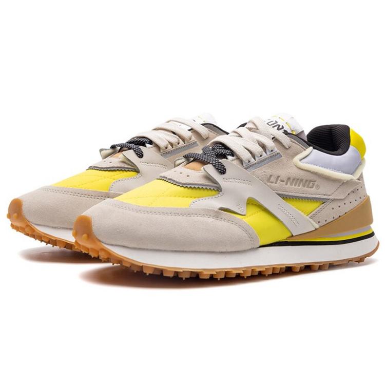 Li Ning 001 Original Aspiration Breathable And Lightweight Low top Casual Shoes Men's Gray Yellow AGCP313-3