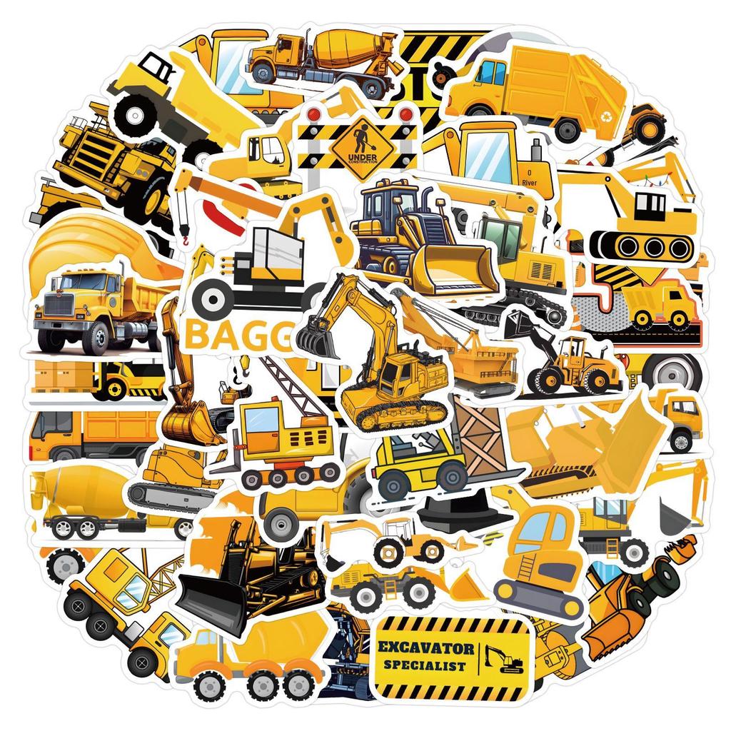55 Unique Excavator Graffiti Stickers for Car, Suitcase, and Water Cup