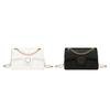 Fashion Trendy Black PU Leather Crossbody Bags Simple White Flap Sling Shoulder Bags for Women Female Heart Print Chain Handbags