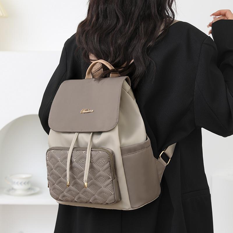 Oxford Cloth Backpack Women's New High-end Diamond Grid Nylon Canvas Backpack Large Capacity Travel Backpack
