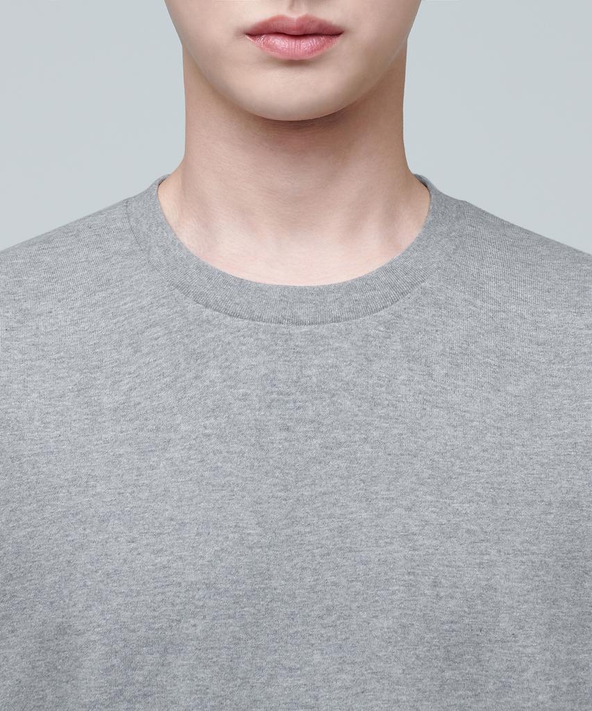 MUSINSA STANDARD Layered Crew Neck Long Sleeve T-Shirt_Long Length [Medium Gray]