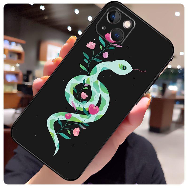 Snake Illustration Art Case For iPhone 17 Pro Max 15 14 13 11 12 16 Pro Max mini 15 16 Plus 16e 17 Air Phone Cover