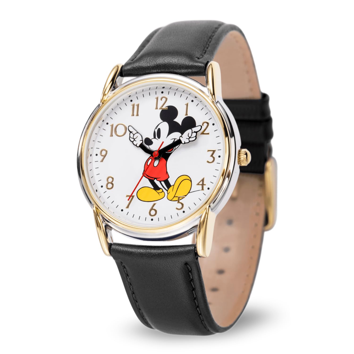 Disney Mens Analog Japan-Made Quartz Watch Leather Strap WDS001239 Black Black/Shere Pleasure