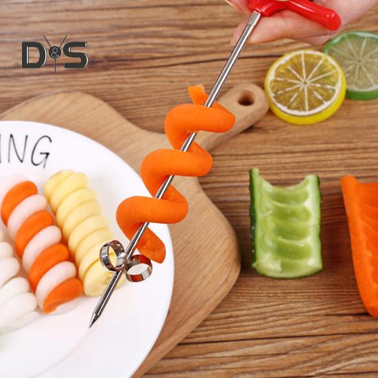 10Pcs Potato Spiral Cutter Fruit And Vegetable Spiral Twist Cutter Stainless Steel Spiral Chips Cutter for Barbecue Picnic Camping