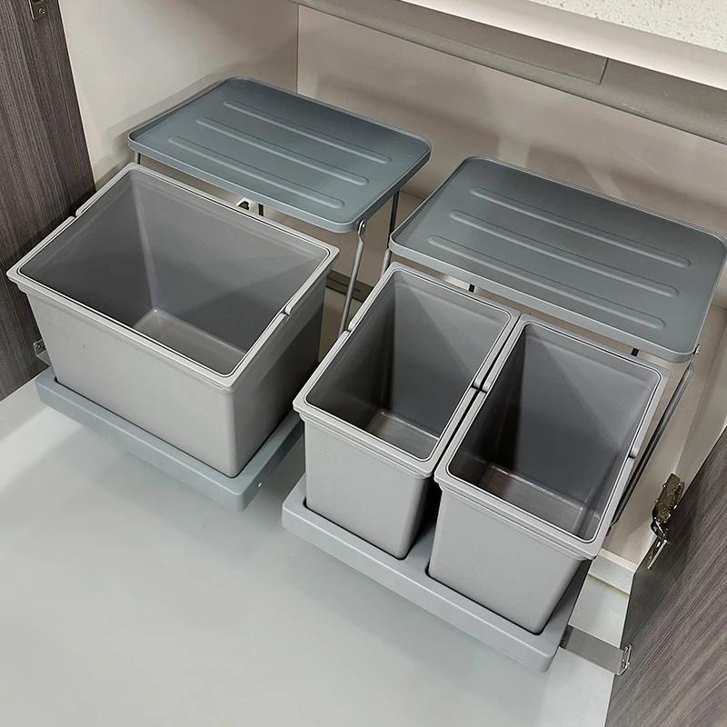 Large Capacity Trash Can Kitchen Recycle Trash Bin Food Waste Garbage Bin Sorting Cleaning Dustbin with Lid Home Accessories