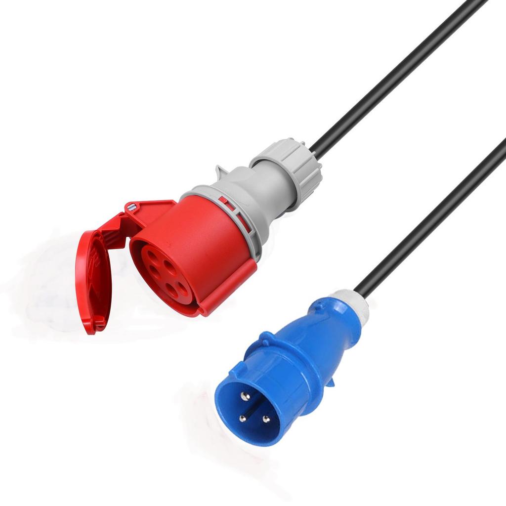 32A Blue to Red CEE Plug Adapter Cable