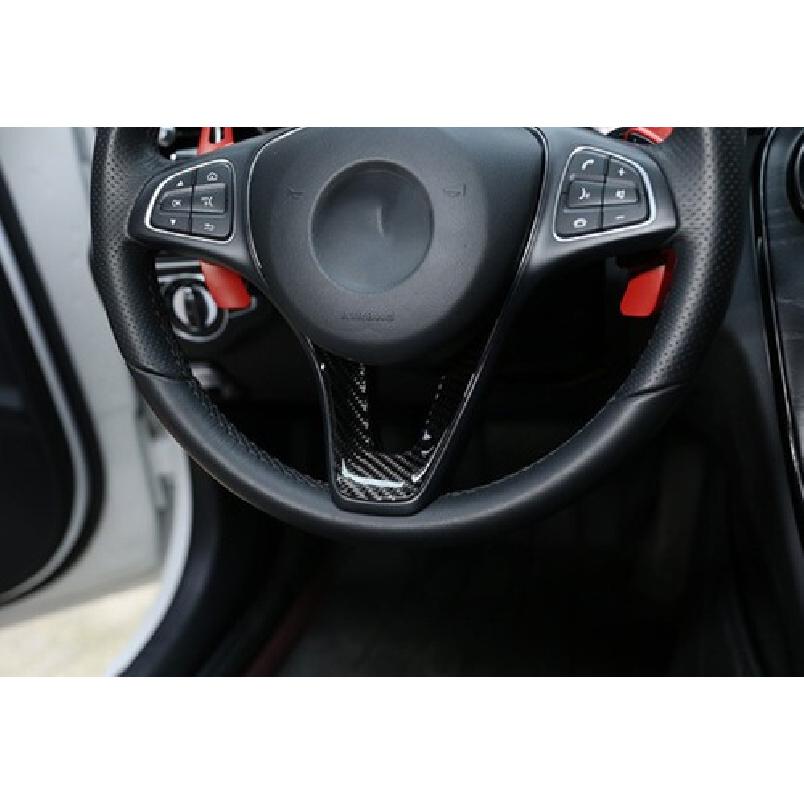 Steering Wheel Sheet Panel For Benz C-Class Cover Trim Real Carbon Fiber 15-21