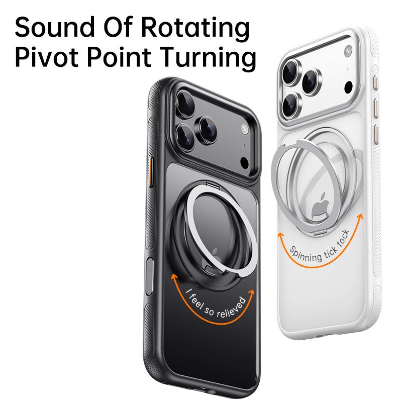 Dot Matrix Gear Decompression 360 Piovt Shell For iPhone 17 Pro Max Phone Case iPhone17Air Magnetic Bracket With Damping Sound
