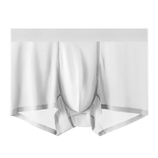 Men Ice Silk Shorts Briefs Mid-rise Elastic Waist Slim Fit Underwear Ultra-thin U-convex Solid Color Panties
