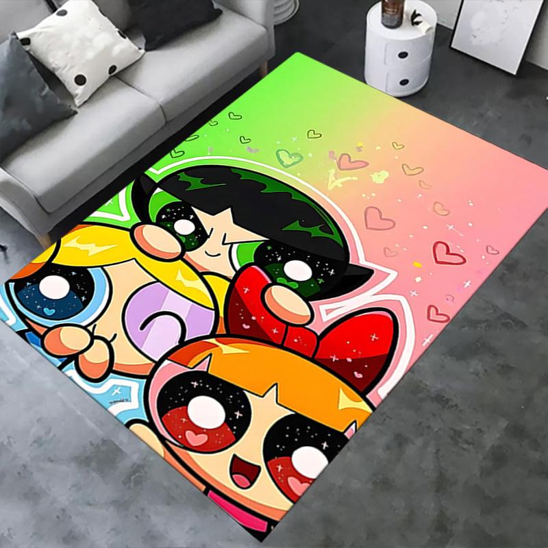 Powerpuff Girls Chair Mat: Cute Cartoon Decor for Home Office, Living Room, Bedroom - Gift Idea for Adults.1227a