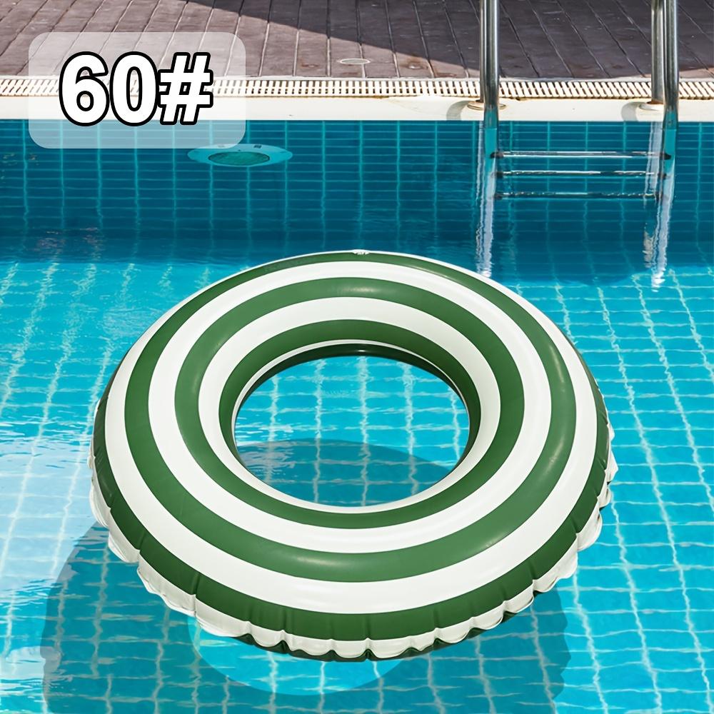

1pc Lifeguard-Style Green & White Striped Inflatable Swim Ring - Durable PVC, Perfect for Pool & Beach Fun, Beach Accessories|Pl
