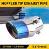 Blue Auto Round Rear Exhaust Pipe Tail Tip Muffler Stainless Steel Accessories