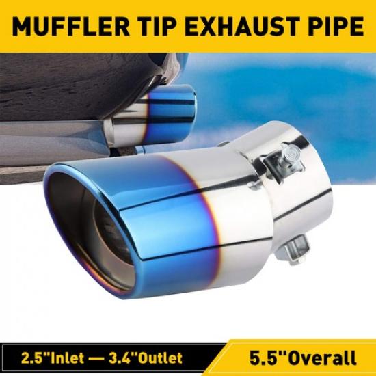 Car Exhaust Pipe Tip Rear Tail Throat Muffler Stainless Steel Round Accessories