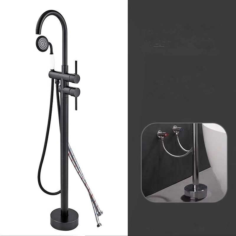Tuqiu Antique Bathroom Bathtub Faucet With Hand Shower Hot and Cold Faucet Floor Standing Gold/Black/Chrome Bathtub Faucet