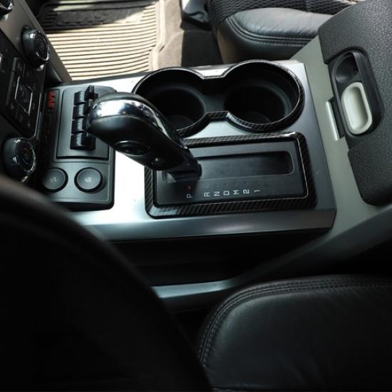 Carbon Fiber Central Gear Shift/Cup Holder Decor Ring Trim for Ford F150 2009-14