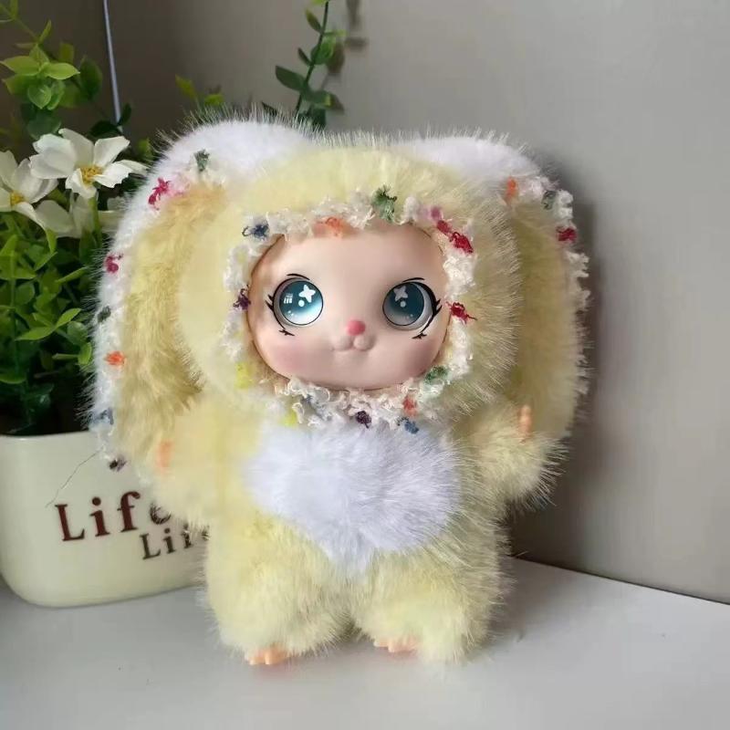 Plush Big Ears Rabbit Doll Pendant Adorable Bowknot Soft Fluffy Decor for Kids Backpack Party Favor Gift