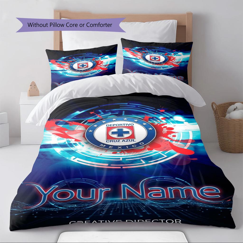 Name Custom Cruz Azul Pattern Bedding Set Quilt Cover Pillowcase Home Decor Gift (1 * duvet cover + 2 * pillowcase, without core)