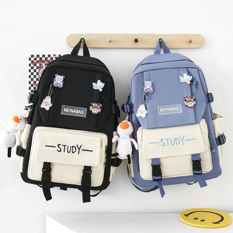 Schoolbag female new high school junior high school students large capacity backpack Japanese Korean version primary school students campus four-piece