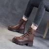 Platform Martin Boots Women's Spring and Autumn Boots Leather High Heel Small Short Boots