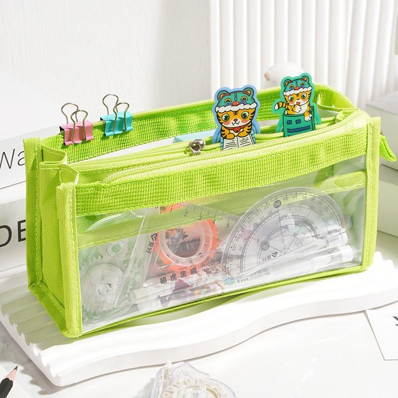 

Minimalist Transparent Pencil Case Large Capacity Multi-Layer Classification Storage Pencil Bag Student Stationery Organizer Bag зелёный