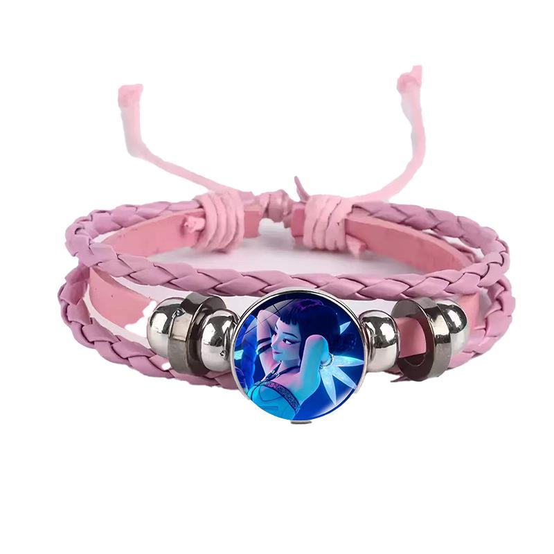 Cross-border Fashion Demon Hunter Bracelet: Time Gem Bangle for Men and Women, Couple's Leather Woven Black Hand Rope