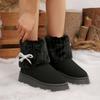 Fashionable Women's Round Toe Warm Thickened Plush Winter Boots Rhinestone Bow Thick Sole Casual Comfortable Women Snow Boots
