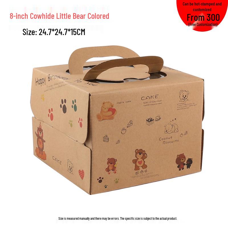 Tall Kraft Paper Cheesecake Box with Window - Available in 4/6/8/10 inch for Mille-feuille and Baking Takeaway.