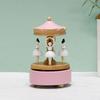 Custom Logo Wooden Music Box 18-Note Mechanical Wind-Up Rotating Carousel Ballerina Gift OEM