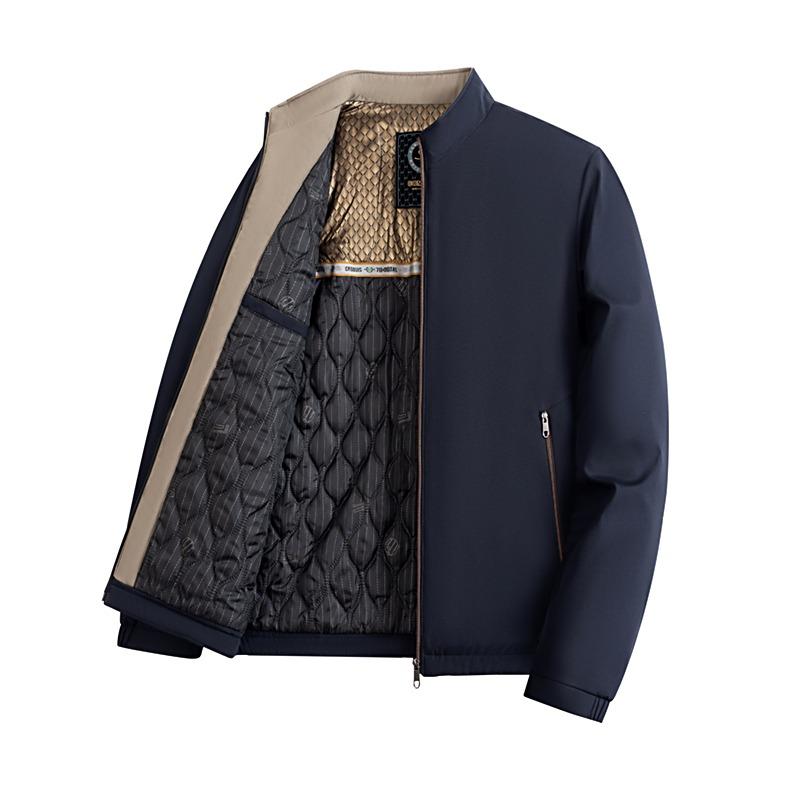 Men's Zipper Autumn and Winter High Collar Solid Color Pocket Long Sleeve Jacket Fashion Tops