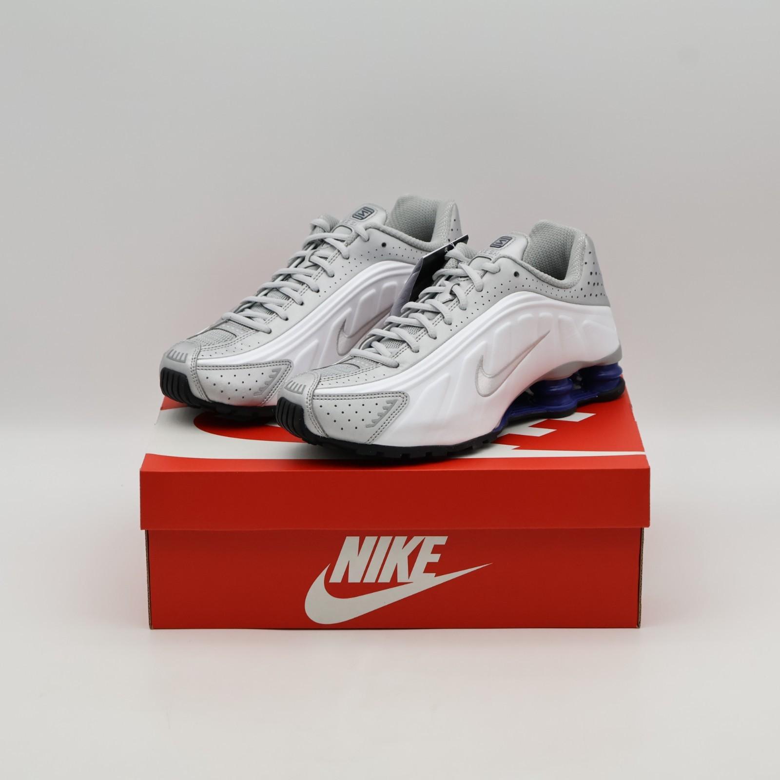 HQ1988-102 Nike Shox R4 Metallic Silver White Deep Royal Blue (Men s) 10.5