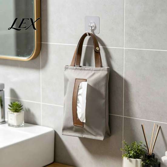 Portable Tissue Storage for Bedroom Hanging Canvas Box, Durable Wall Mounted Paper Towel Foldable Fabric Napkin Holder Dispenser, Easy Refill